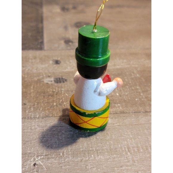 Vintage wooden green Boy drum Xmas ornament decor - Picture 3 of 5